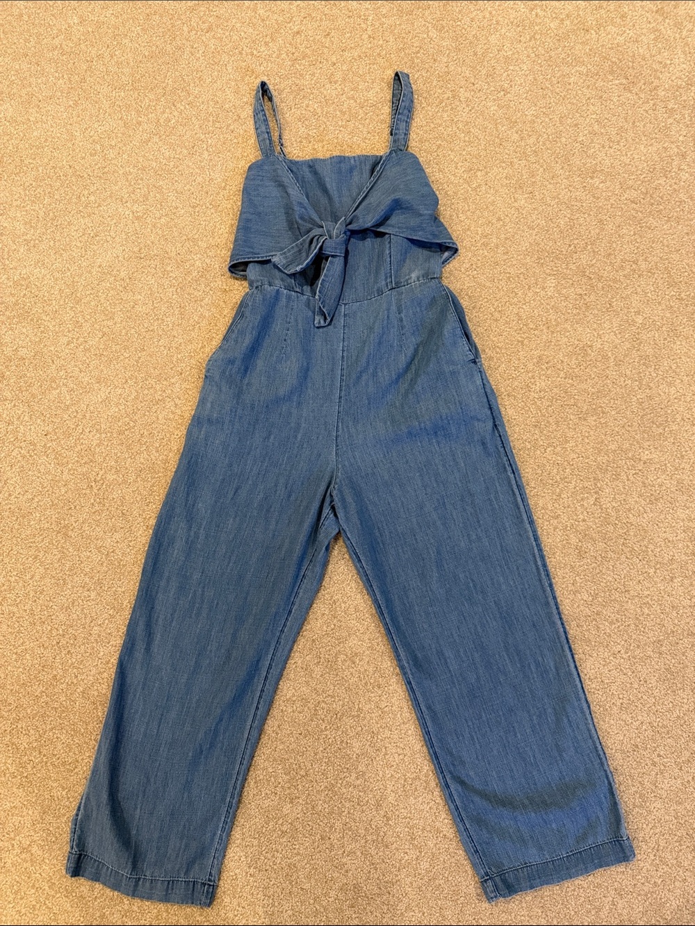 Abercrombie & Fitch Blue Denim Tie-Front Overalls Pant Suit